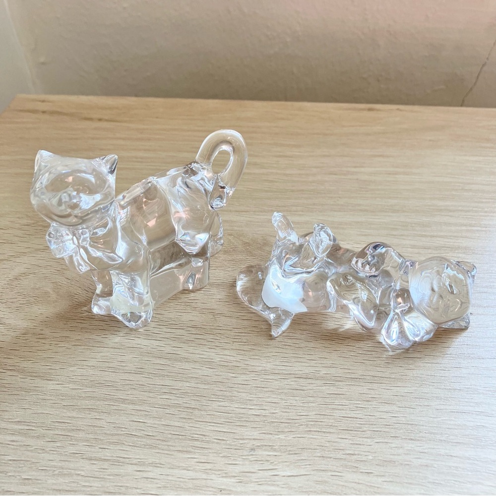 Lenox Vintage Full Lead & Fine Crystal Cat Figurines x2